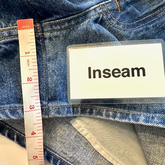 Frame Atelier Azul Sheer Insert Side & Top Border Mesh Denim Shorts Sz 29 NWT - Picture 8 of 9